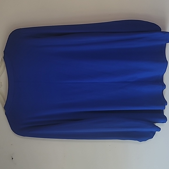 Blouse round neck front exposed zipper Vibrant Blue Roll tab sleeves SZ XL - Picture 2 of 9